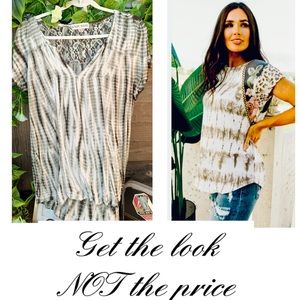 Knox Rose Tie Die Python print & Lace blouse tee